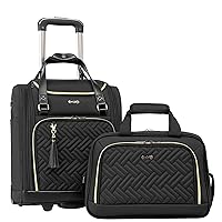 Coolife Luggage Carry On Luggage Underseat Luggage Suitcase Softside Wheeled Luggage Lightweight Rolling Travel Bag Underseater (Black, Carry-On 16-Inch)