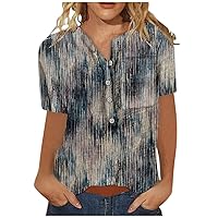 Sexy Tops for Women Summer Floral Pattern Blouse V-Neck Short Sleeve Comfy Oversized Dressy Tshirts Plus Size Blouses