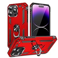 AFARER Cover for iPhone 15 Pro 6.1 inch Military Grade Shockproof Double Layer Protective Shell with 360° Rotating Loop Kickstand for iPhone 15 Pro Heavy Duty Rugged Cell Case (Red)