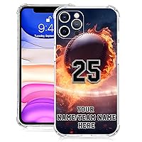 Personalized Name Number Photo Baseball Softball Custom Phone Case for iPhone 15 14 11 12 13 PRO MAX XR XS MAX Mini 7 8 6S SE, Clear TPU Cases Gifts for Girls Players Coach Fan Sports Lovers
