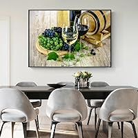 KDXAOBEI Grape Wine Wall Art Decorative Canvas Prints For Hotel Wall Decor Art Canvas Paintings On The Wall Picture Decor 60x90cm(24x35in) with black frame