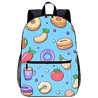 Cartoon Donut Food 17 Inch Laptop Backpack Large Capacity Daypack Travel Shoulder Bag for Men&Women