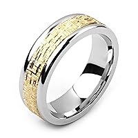 two-tone cobalt and 14K yellow gold fashion ring (solid, not plated) 7 millimeters wide wedding band