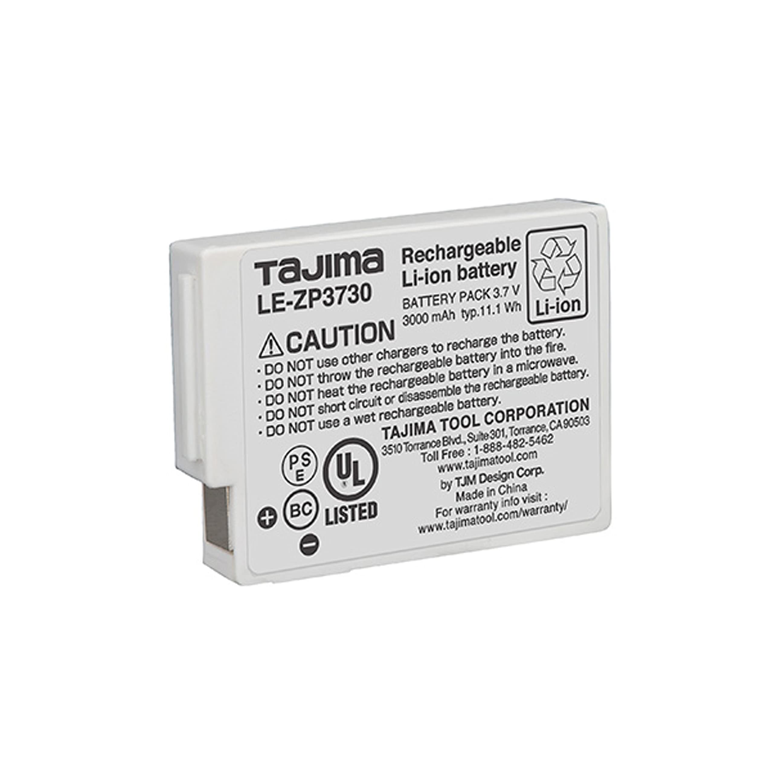 Tajima Grati-Lite Replacement Battery - Lithium-Ion Rechargeable Battery with 3.7V & 3000mAh - LE-ZP3730