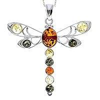Genuine Baltic Amber & Sterling Silver Large Multistone Unusual Pendant without Chain - 318