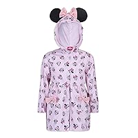 Disney Minnie Mouse Girls’ Hooded Windbreaker with Ears for Toddler and Little Kids – Pink