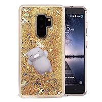 Galaxy S9 Glitter Squishy Case,3D Soft Poke Squishy Cat Toy Sparkle Glitter Bling Liquid Floating Moving Stars Glitter Case for Samsung Galaxy S9(Star Gold)