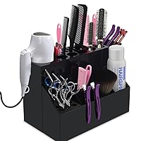 Noverlife Hairdressing Tool Holder, Multifunctional Detachable Large Storage Box, Hairdressing Combs Clips Scissors Hair Desktop Organizer, Wear Resistant Washable Anti Slip Scissor Holder - Black