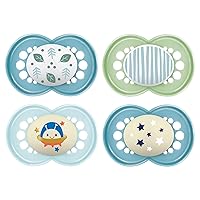 MAM Day & Night Pacifiers, Glow in The Dark Pacifier for Breastfed Babies, 16+ Months, Boy