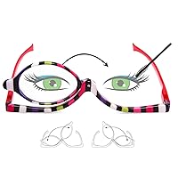Readers 2 Pack Magnifying Makeup Glasses Eye Make Up Spectacles Flip Down Lens Folding Cosmetic Womens Reading Glasses +2.50