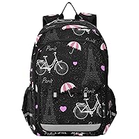 ALAZA Eiffel Tower Hearts Backpack Bookbag Laptop Notebook Bag Casual Travel Trip Daypack for Women Men Fits 15.6 Laptop