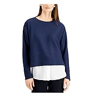 Alfani Womens Layered-Look Colorblocked Pullover Blouse