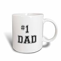3dRose No.1 Dad, Greatest Dad, Black Text, Fathers Day, Best Dad Award, Ceramic Mug, 11-Oz