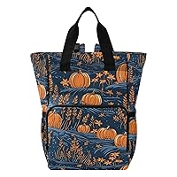 Halloween Pumpkins Diaper Bag Backpack for Men Women Large Capacity Baby Changing Totes with Three Pockets Multifunction Diaper Bag Tote for Picnicking Playing