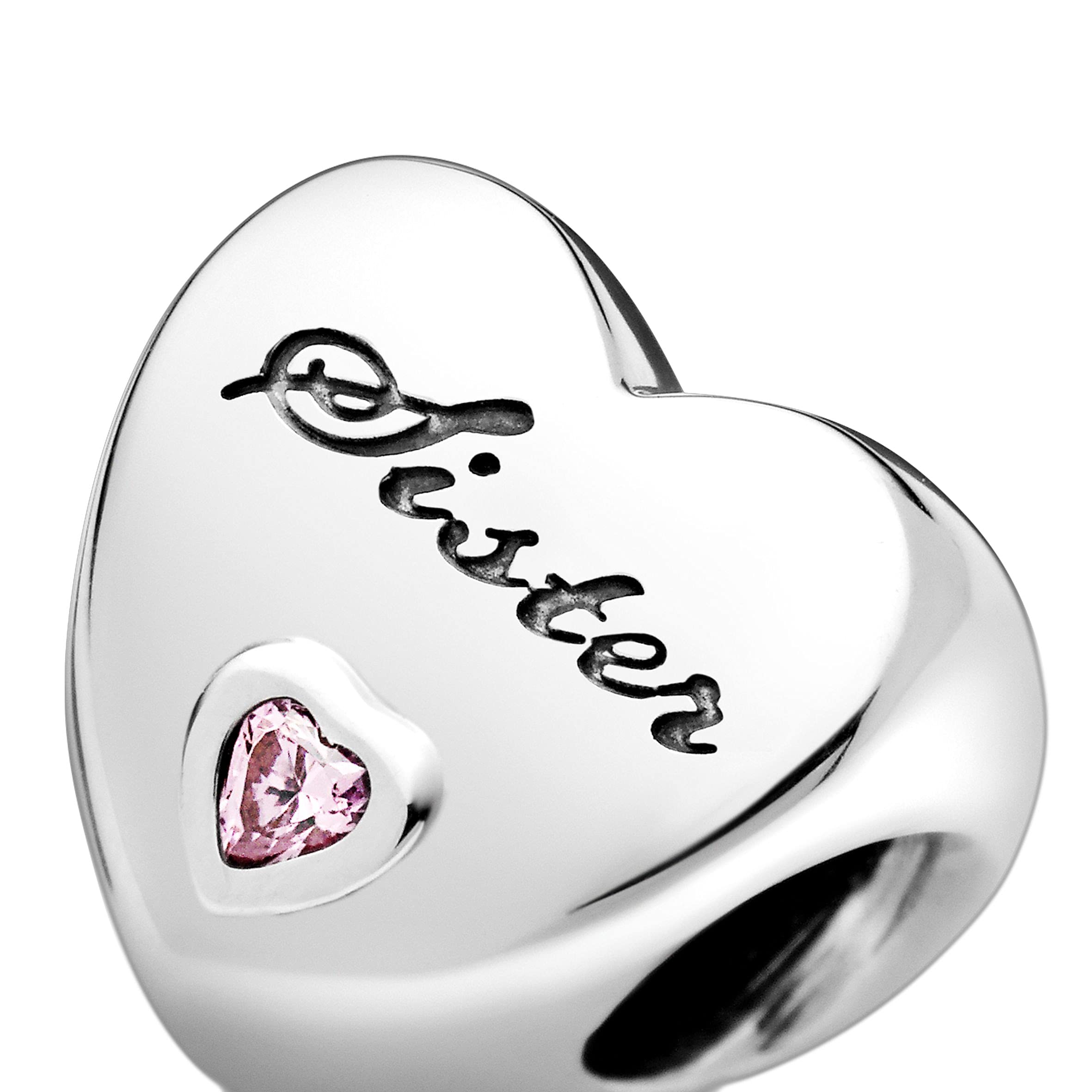 PANDORA Jewelry Sister's Love Cubic Zirconia Charm in Sterling Silver