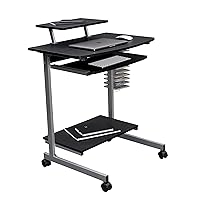 Compact Computer Cart With Storage, Graphite