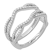 Dazzlingrock Collection Round White Diamond Split Shank Enhancer Guard Wedding Ring (0.35 ctw, Color I-J, Clarity I1-I3) in Gold