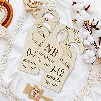 Wooden Baby Closet Dividers - Double-Sided Closet Size Dividers from Newborn to 24 Months Baby Clothes Hanging Organizer
