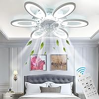 24.5 INCH Ceiling Fans with Lights and Remote, Modern Indoor Flush Mount Ceiling Fan, Fandelier Ceiling Fans Fixture with 3 Color and 6 Speeds for Living Room Bedroom Dining Room
