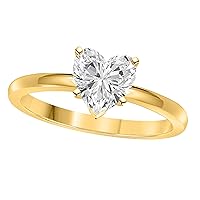 Valentine Day Special 1.00CT Heart Shape White Simulated Diamond Solitaire Engagement Ring in 14K Yellow Gold Finish Alloy