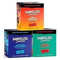 Shameless Snacks - Low Carb Keto Gummies Gluten Free Candy Bundle - Blue Raspberry, Watermelon, Chili Mango