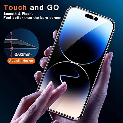 Ferilinso [3+3 Pack] for Apple iPhone 14 Pro Max Privacy Screen Protector Tempered Glass Accessories 3 Pack 9H Anti Spy Privacy Screen For iPhone 14 Pro Max 3 Pack Camera Lens Protector
