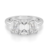 Riya Gems 4 TCW Emerald Cut Colorless Moissanite Engagement Ring Wedding Band Gold Silver Solitaire Ring Halo Ring Vintage Antique Anniversary Promise Bridal Ring