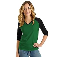 Decrum Green and Black Womens Baseball Shirt- Raglan 3/4 Sleeve Shirts for Women | [40172016] Gren&Blk Rgln,XXL