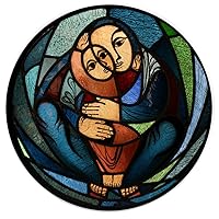 2.25 Inch Button Stained Glass Mother and Child