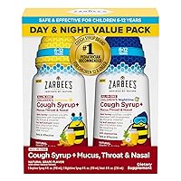 Kids All-in-One Day/Night Cough Value Pack for Children 6-12 with Dark Honey, Turmeric, B-Vitamins & Zinc, 1 Pediatrician Recommended, Drug & Alcohol-Free, Grape Flavor, 2x4FL Oz