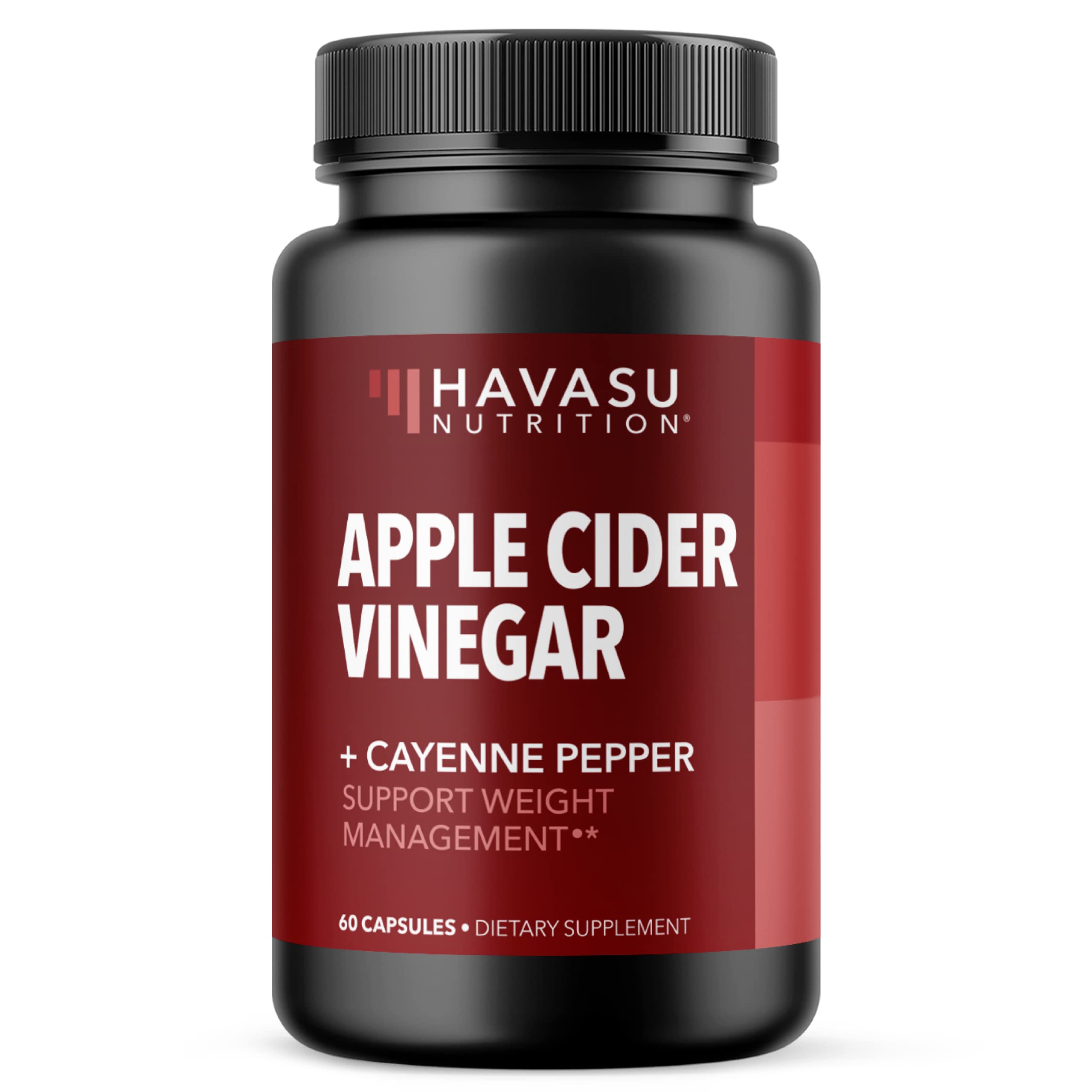 HAVASU NUTRITION Apple Cider Vinegar Capsules with 500mg Apple Cider Vinegar and 20mg Cayenne Pepper per Serving for Bloating Relief (60 Count, 1 Pack)