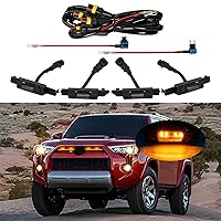 4-PCS OEM LED Grille Lights for 4Runner 2020-2023 Accessories, Including SR5, Limited, TRD Off Road, TRD Sport, Nightshade, Venture, Trail with Fuse & Wire Harness (Smoked Lens, Amber Lights)