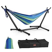 Goutime Children's Hammock with Stand,220lb Capacity, with Portable Carrying Bag, Kid's Hammocks for Indoor,Outdoor,Patio,Deck,Yard,Beach (Blue)