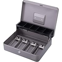 Sparco 15507 Cash Box, 5 Comptmts, Spring Clips,10-1/2-Inch x7-3/8-Inch x4-1/2-Inch , GY