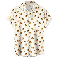 Men's Short Sleeve Button Down Vintage Bowling Shirts Hawaiian Casual Printed Beach Shirt Summer Regular Fit Top