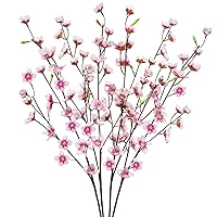 4pcs Artificial Cherry Blossom Flowers 28‘’ Tall Silk Cherry Blossom Branches Faux Pink Peach Stems for Wedding Home Garden Vase Decor