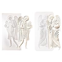 Art Molds for Polyclay Air Dry Clay Plaster, 2 Carved Archangel Symbols