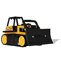Tonka Steel Classics, Bulldozer– Made with Steel and Sturdy Plastic, yellow friction powered toy construction truck, Ages 3+ boys and girls, kids, toddlers, Christmas birthday gifts