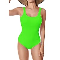Angerella Women's One Piece Swimsuits Tummy Control High Waisted Ribbed Bathing Suit 1 Piece Monokini Swimsuit