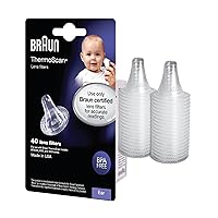 Braun ThermoScan Lens Filters for Ear Thermometer, 40 Count Disposable Thermometer Covers, Works with Braun ThermoScan Thermometers, LF40US01, Plastic