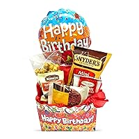 Gifts Fulfilled Birthday Gift Box with Cookies, Snacks, Happy Birthday Balloon for Men, Women, All Ages Unisex Birthday Gift Set for Her and for Him on their Birthday