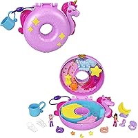 Polly Pocket Sparkle Cove Adventure Unicorn Floatie Compact Playset with 2 Micro Dolls, Color Change & Water Play