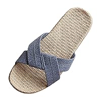 Men Slippers Size 6 Home EVA Plastic Flat Linen Solid Color Slippers Comfortable Slippers for Men