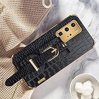 Wristband Leather Case for Huawei P50 P40 P30 Honor 20 Lite 50 SE 60 70 Mate 50 40 30 20 Pro Kickstand Phone Case,Black with Strap,for P30 Pro