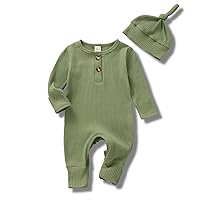 CIYCUIT Newborn Baby Boy Girl Romper Clothes Infant Solid Ribbed Onesie Bodysuit Jumpsuit Outfits