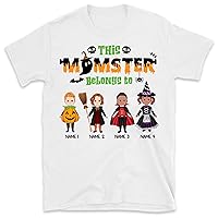 This Momster Belongs to Personalized Momster Halloween Family Sweatshirt, Custom Name Halloween T- Shirt for Mom, Family Squad Halloween