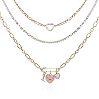 Juicy Couture Goldtone Pink Heart Layered Necklace for Women