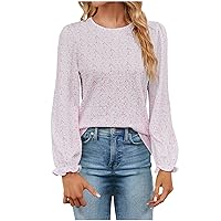 Solid Workout Shirts for Women Long Sleeve Round Neck Blouse Top Loose Fit Fall Summer Tee Tunic Comfort Clothes
