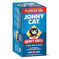 Jonny Cat Litter Box Liners: Heavy Duty - Tear & Leak Resistant - Drawstring Close - Jumbo, 15 Count