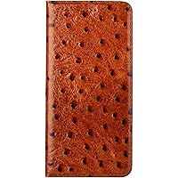 Case for Google Pixel 7 Pro, Luxury Cowhide Genuine Leather Handcrafted Wallet Case with Card Holder Kickstand Magnetic Closure Flip Phone Cover for Google Pixel 7 Pro,Brown 1